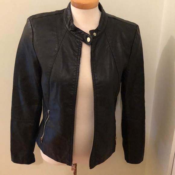 Black river faux leather moto jacket , size M - Picture 2 of 10
